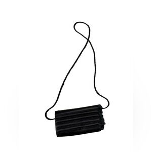 La Regale black satin snap closure crossbody bag